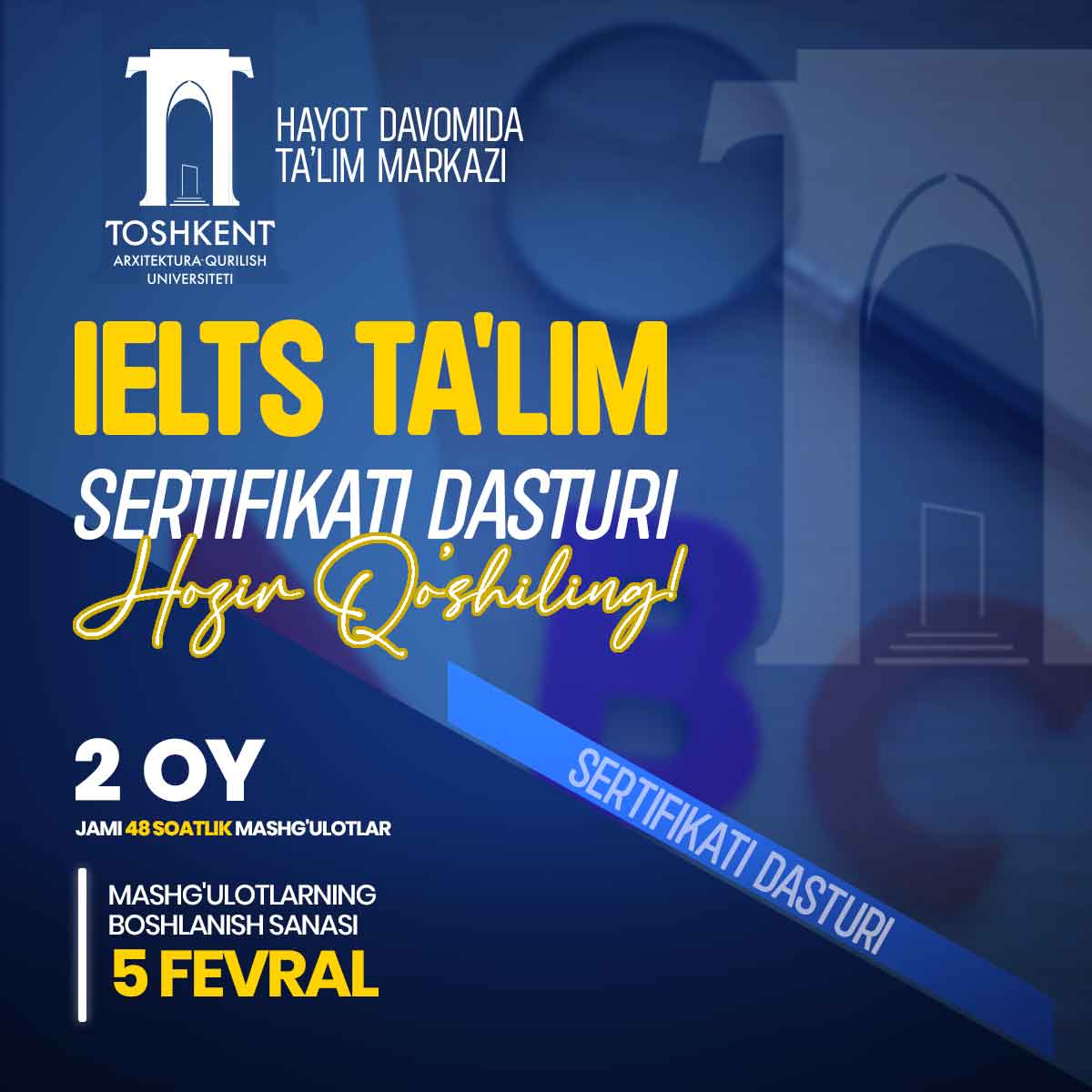 IELTS Ta'lim Sertifikati Dasturi